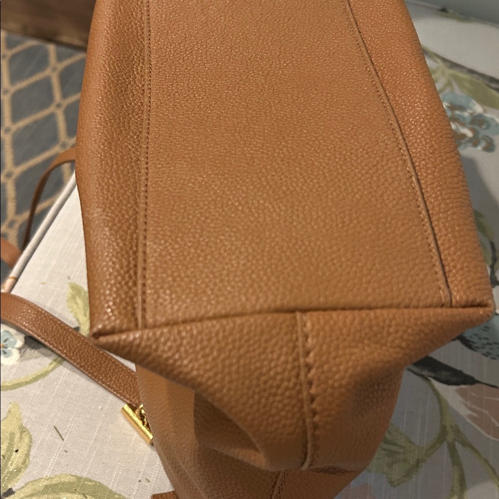 Tory Burch Brown Leather Tote with Gold Accents - Picture 10 of 13